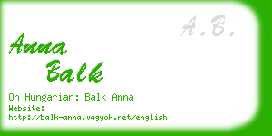 anna balk business card